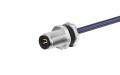 M5X0.5 Front fastened M5X0.5 male socket, A Coded 3pin, with lize L=200mm, free end