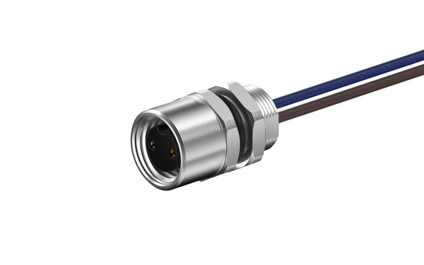 M8X1.0 后锁M8X0.5母插座，A编码2位，单端带电子线长L=200mm