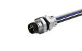 M8X1.0 Rear fastened M8X0.5 male socket, A Coded 4pin, with lize L=200mm, free end