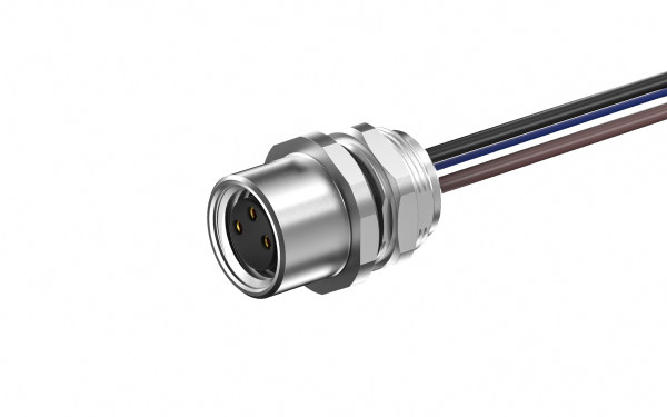 M8X1.0 后锁M10X0.75母插座，A编码3位，单端带电子线长L=200mm