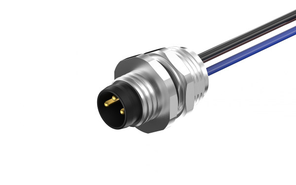M8X1.0 后锁M10X0.75公插座，A编码3位，单端带电子线长L=200mm