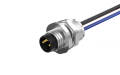 M8X1.0 Rear fastened M10X0.75 male socket, A Coded 3pin, with lize L=200mm, free end