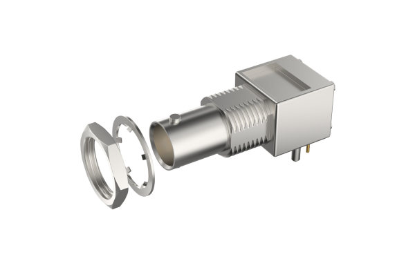 BNC, 插座, 75Ω, 孔, 直角(90度),通孔焊接