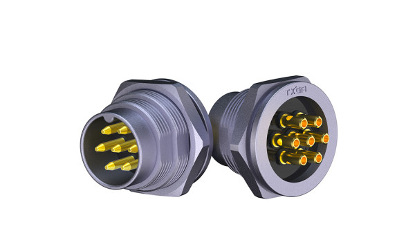 M16X0.75插座 ,7位 ,针 ,180°垂直 ,焊接 ,