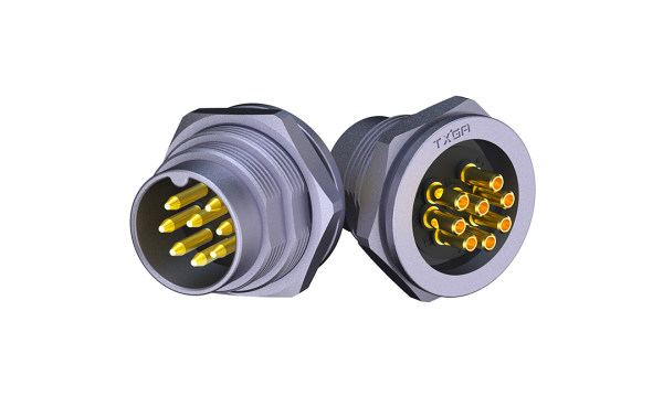 M16X0.75插座 ,8位 ,针 ,180°垂直 ,焊接 ,