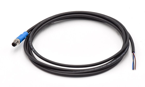 M8公插头带线公直端单头，不带屏蔽 ,A-编码 ,3位 ,插头 ,0° ,PUR ,2米