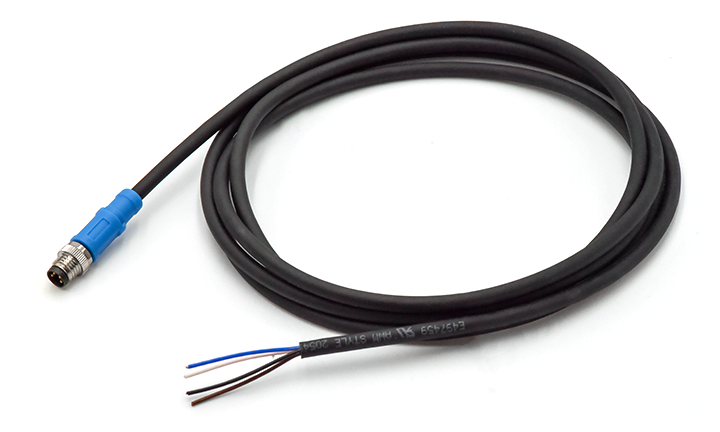 M8 CABLE MALE STRAIGHT ENDED UNSHIELED, A-CODED, 4Circuits, PLUG, 0°, PUR, 2M