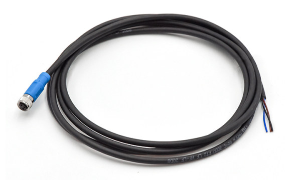 M8母插头带线直端单头，不带屏蔽 ,A-编码 ,3位 ,插头 ,0° ,PUR ,2米