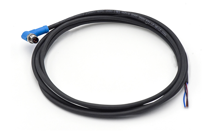 M8 CABLE MALE RIGHT ANGLE ENDED UNSHIELED, A-CODED, 3Circuits, PLUG, 90°, PUR