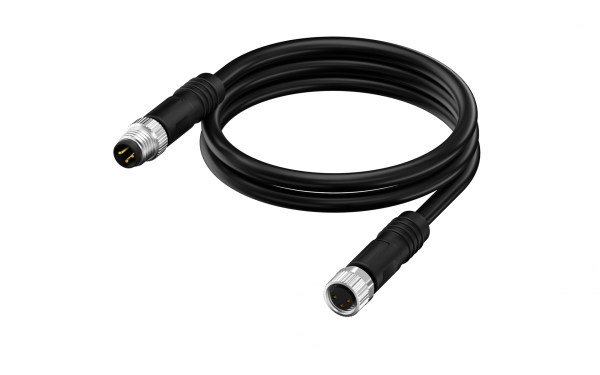 M8X1.0 A编码3芯，母端直头转公端直头，带线长L=2米