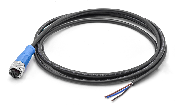 M12 CABLE STRAIGHT ENDED UNSHIELED, A-CODED, 3Circuits, PLUG, 0°, PUR, 2M
