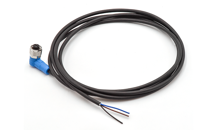 M12 CABLE 45ANGLE ENDED UNSHIELED, A-CODED, 3Circuits, PLUG, 45°, PUR, 2M