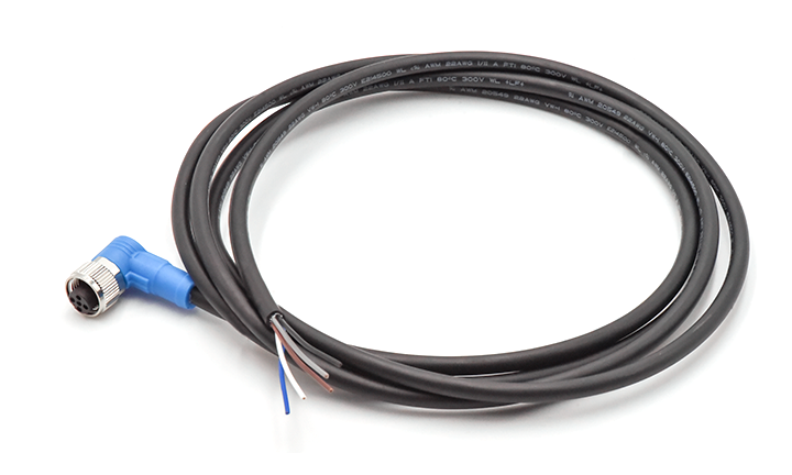 M12 CABLE 45ANGLE ENDED UNSHIELED, A-CODED, 5Circuits, PLUG, 45°, PUR, 2M