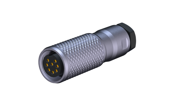 M16X0.75母插头 ，8位 ,出线孔径φ6~φ8mm,带屏蔽 ,0°
