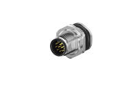 PG9, Front lock circular connector, Male, Socket, Acoding, 12Circuits, pin, Vertical(180°), Through hole