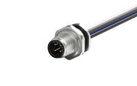 M12 male circular connector, unshielded, single wire, 4-core, B-code IP68, PG9, Front lock