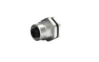M16X1.5, Front lock circular connector, Female, Socket, Bcoding, 4Circuits, Vertical(180°), Through hole