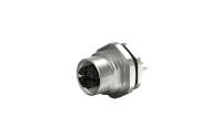 M12 female socket, shielded, IP67, M16X1.5, front lock, codes X, Through hole, 8cores, CAT6A