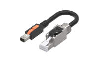 MINI I/O II U-Shape Straight plug to RJ45【CAT8】cable with shield length L=2M, rate 1000MB