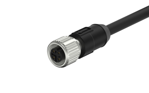 M12X1.0 B编码4芯，母端直头单端带线长L=2米,带屏蔽