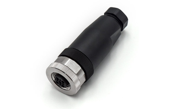 M12X1.0 母插头，直头螺钉类型（非屏蔽） ,A-编码 ,3位 ,PG9螺纹