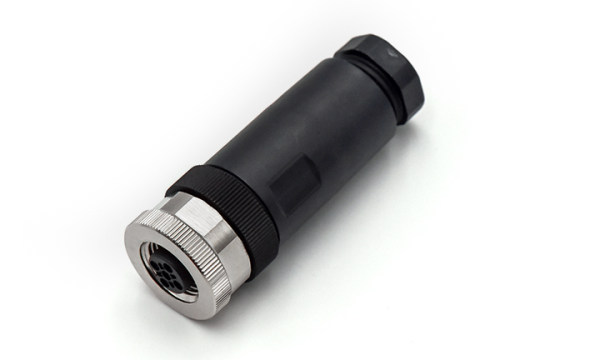 M12X1.0 母插头，直头螺钉类型（非屏蔽） ,A-编码 ,4位 ,PG9螺纹