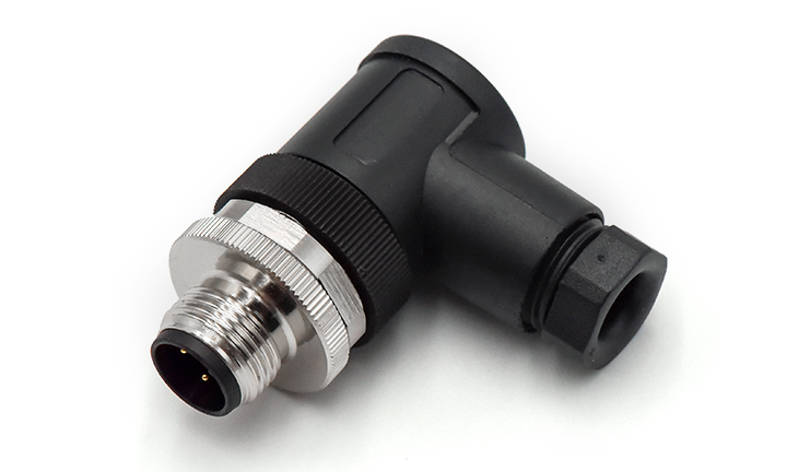 M12X1.0 MALE, RA UNSHIELDED SCREW TYPE, A-CODED, 3Circuits, PG9