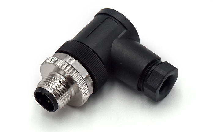 M12X1.0 MALE, RA UNSHIELDED SCREW TYPE, A-CODED, 4Circuits, PG7