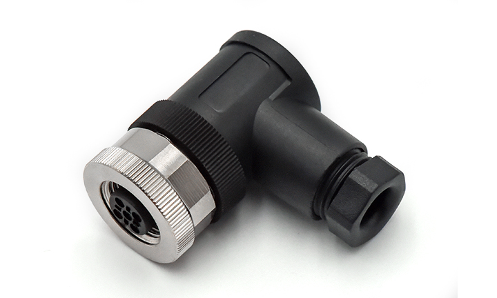 M12X1.0 FEMALE RA UNSHIELDED SCREW, A-CODED, 3Circuits, PG7