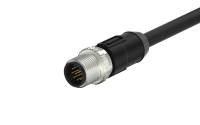 M12X1.0 A Coded 12pin, male straight single end, cable length L=2m，unshielded