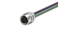 M12 female circular connector, unshielded, single wire, 12-core, A-code IP68, M12X1.0, Rear lock