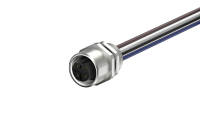 M12 female circular connector, unshielded, single wire, 4-core, B-code IP68, M12X1.0, Rear lock