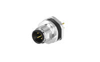 M16X1.5, rear lock circular connector, Male, Socket, Bcoding, 4Circuits, pin, Vertical(180°), Through hole
