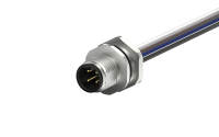 M12 male circular connector, unshielded, single wire, 4-core, B-code IP68, M16X1.5, Rear lock