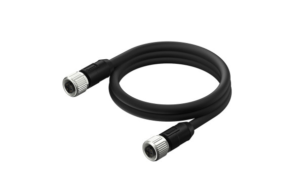 M12X1.0 B编码4芯，母端直头双端带线长L=2米，不带屏蔽
