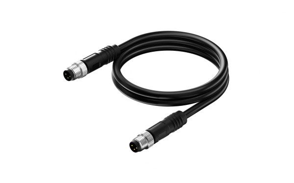 M8X1.0 A编码3芯，公端直头双端带线长L=2米