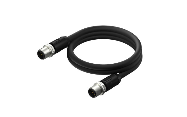 M12X1.0 B编码4芯，公端直头双端带线长L=2米，不带屏蔽
