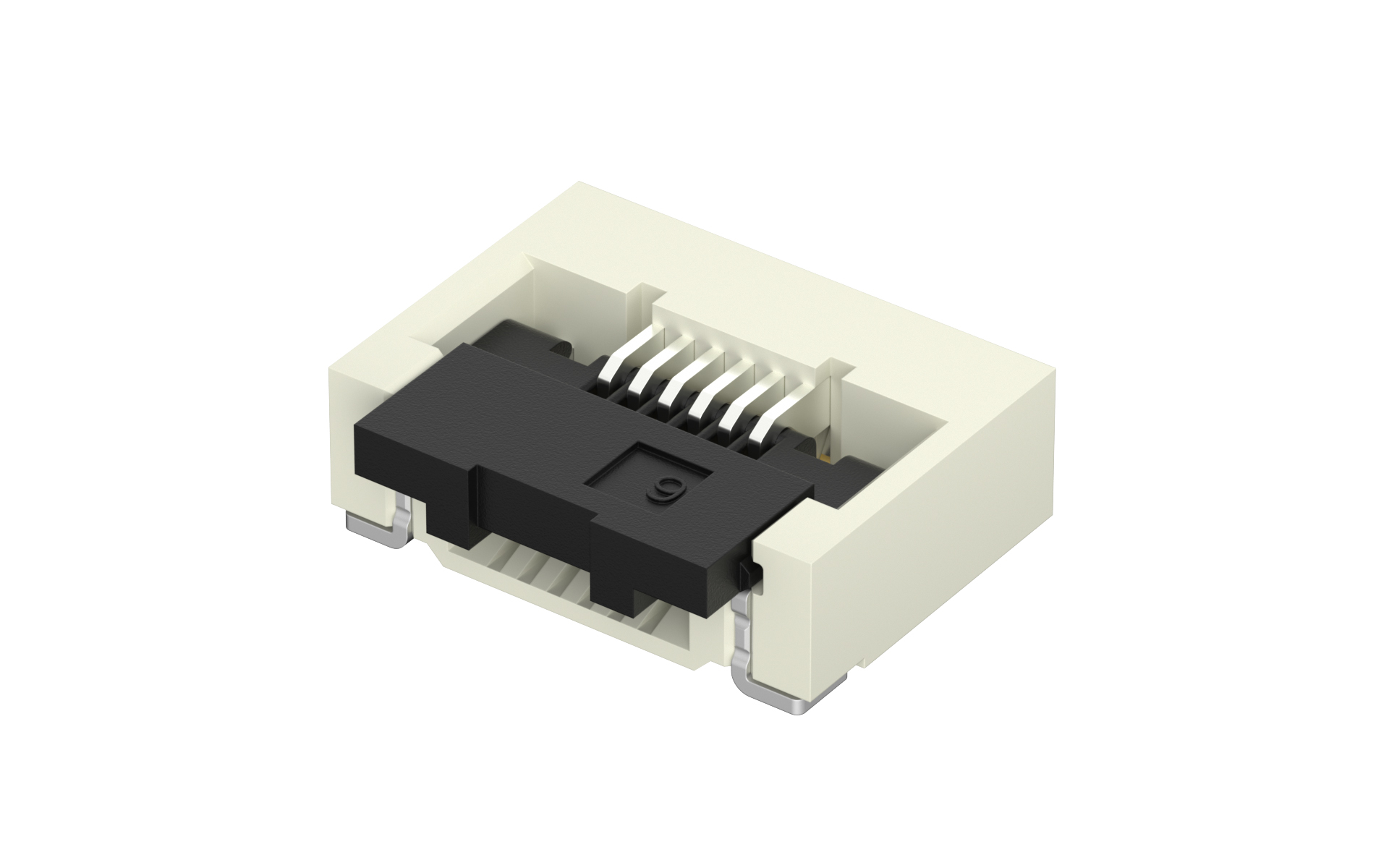 FPC/FFC Connector, 0.5mm, 6 Circuits, Right angle(90°), SMT, Bottom contact , Front flip, H2.55