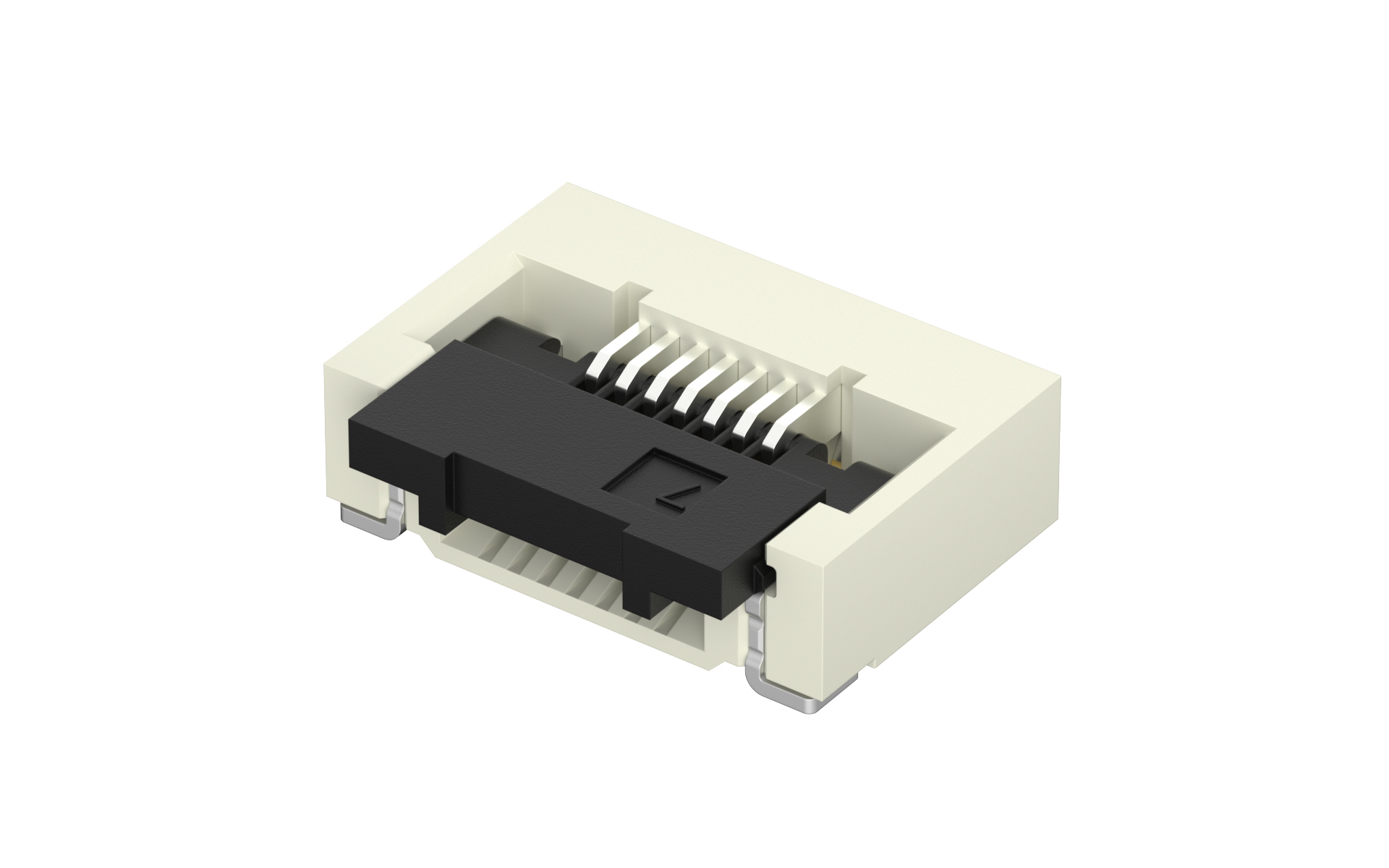 FPC/FFC Connector, 0.5mm, 7 Circuits, Right angle(90°), SMT, Bottom contact , Front flip, H2.55