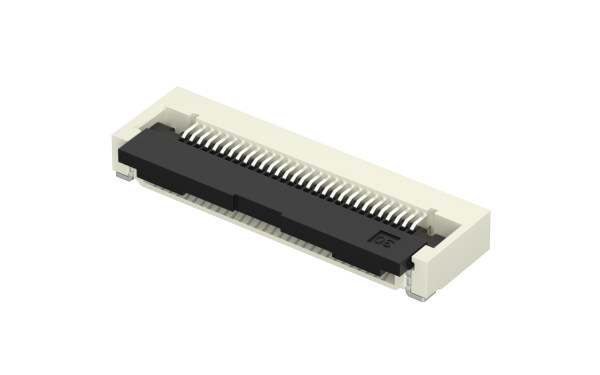 FPC/FFC连接器,0.5mm,30位,直角(90度),表面贴装,下触点 ,前掀锁,H2.55(蝴蝶扣)