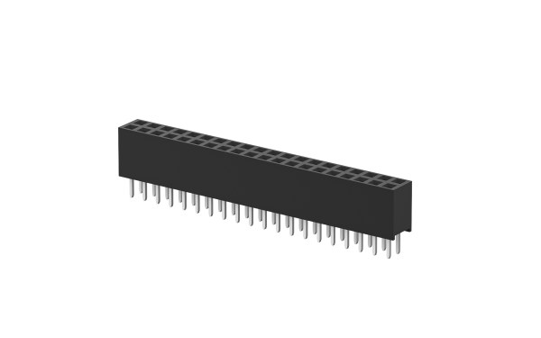 排母 2mm (H6.35) ,双排 ,50位 ,180°插件 ,1μ" ,PA6T