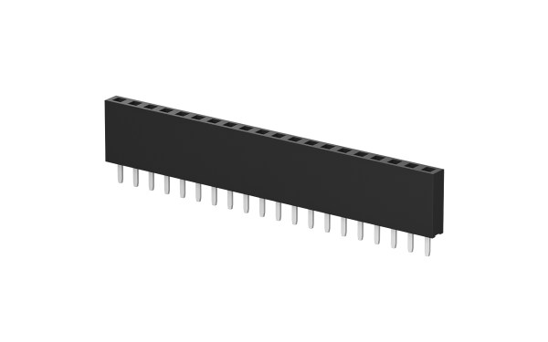 排母 2.54mm (H8.5) ,单排 ,40位 ,180°插件 ,3μ" ,PBT