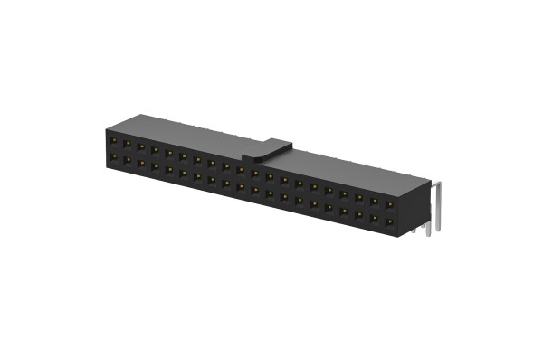 排母 2.54mm (带凸) ,双排 ,30位 ,90°插件 ,1μ" ,PA6T