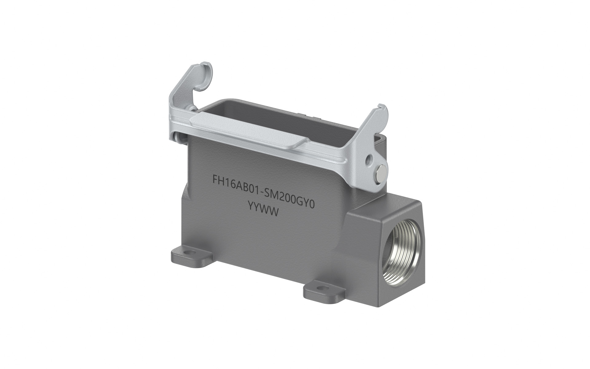 Heavy-duty connector, H16A Base shell, Side cable entry,  M20,  Al-alloy, Gray, IP65