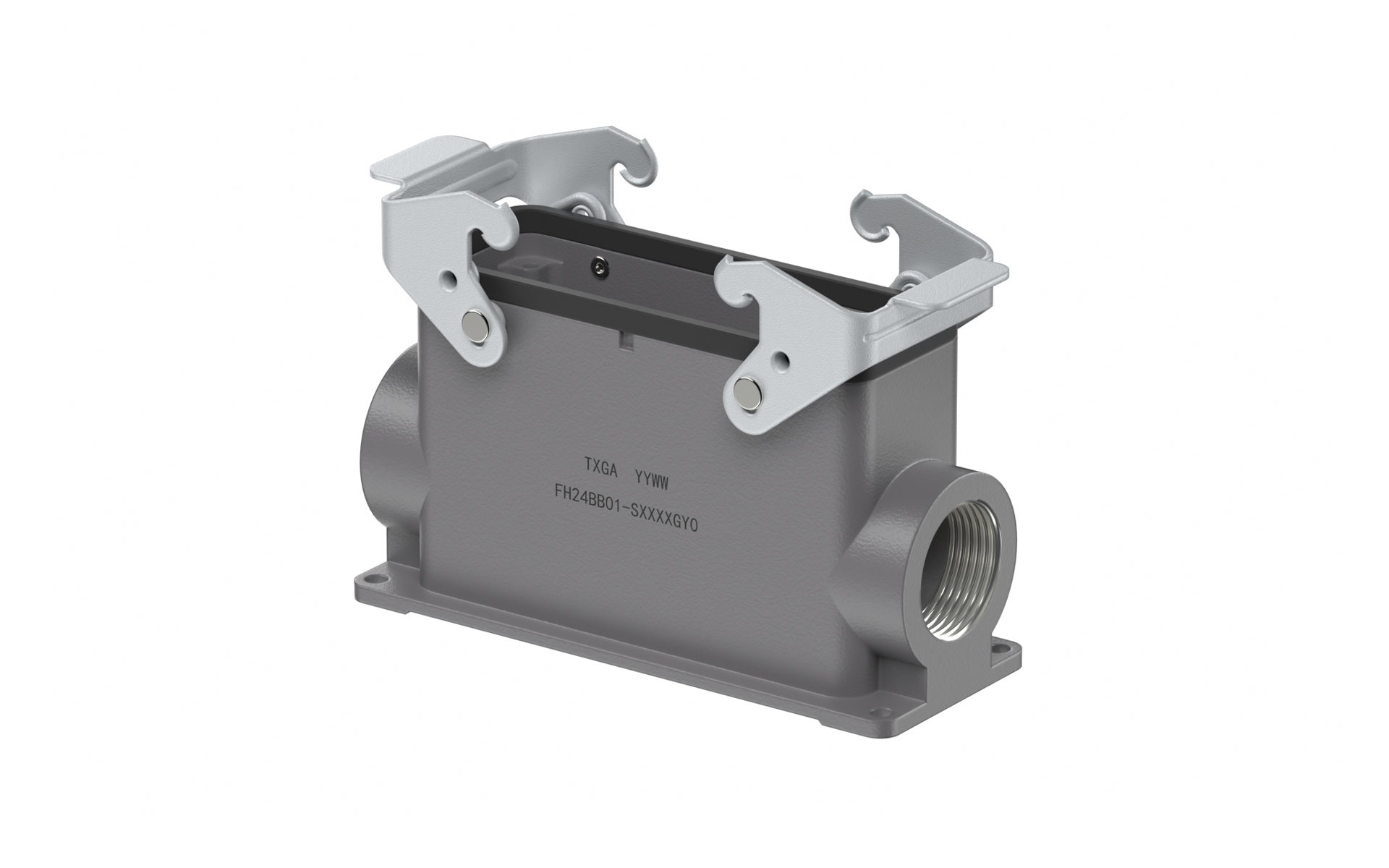 Heavy-duty connector, H24B Base shell, Side cable entry, M32, Al-alloy, Gray, IP65