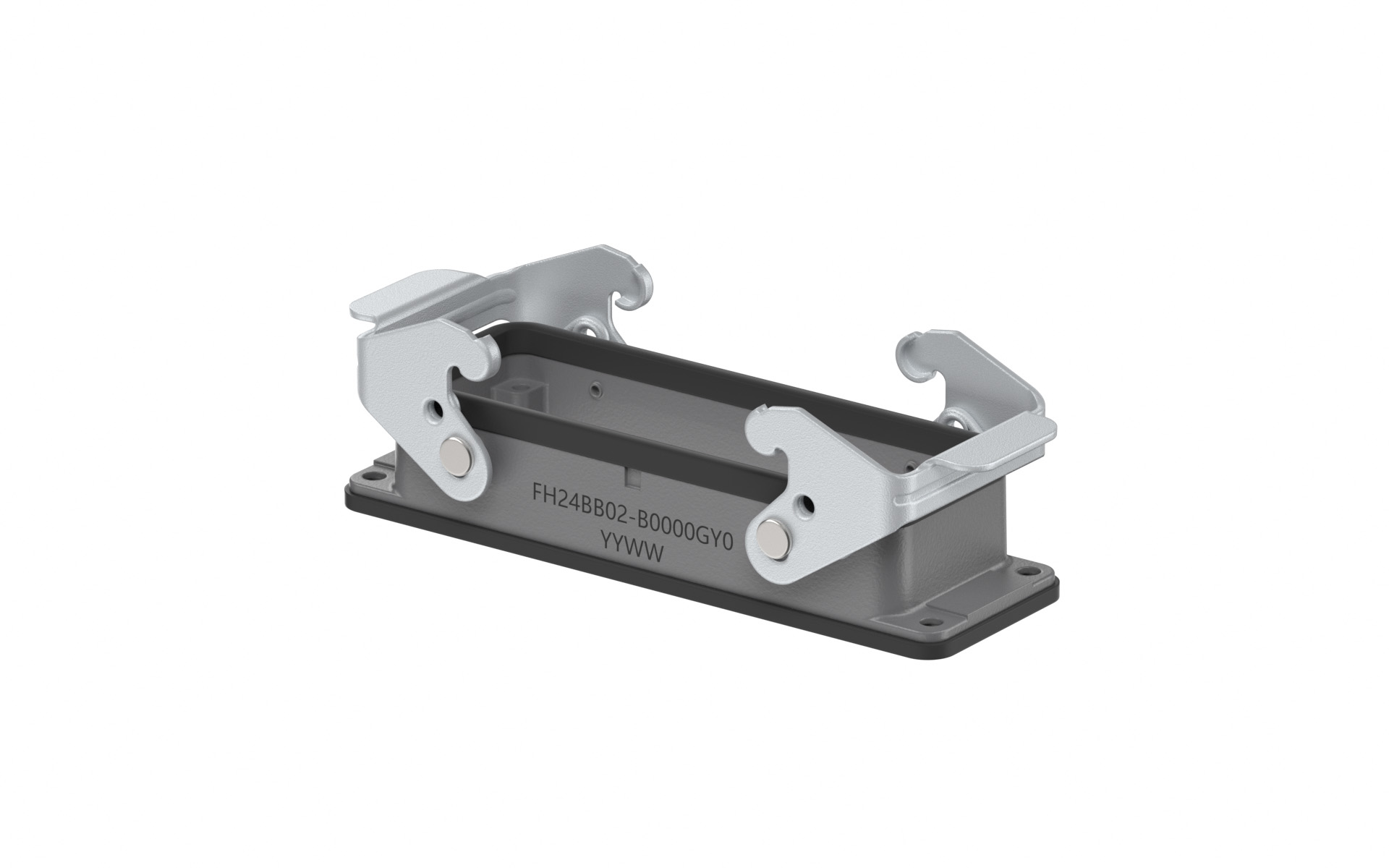 Heavy-duty connector, H24B Base shell, Bottom cable entry, Al-alloy, Gray, IP65