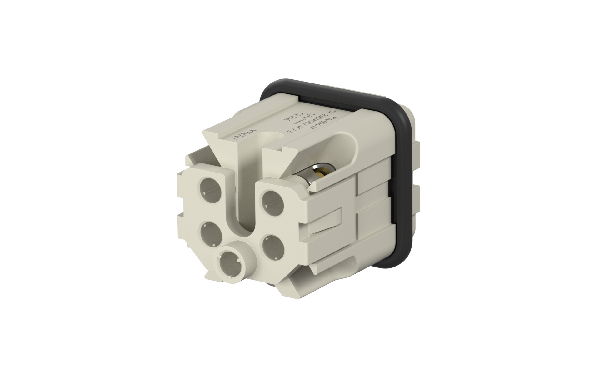 Heavy-duty connector, HA insert, Male, 4 Circuits+PE, 10A, silver plated, Screw locking