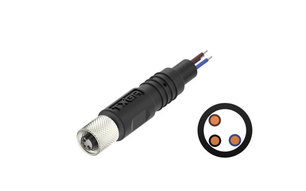 M5x0.5 3芯母端直头单端带线长L=2米