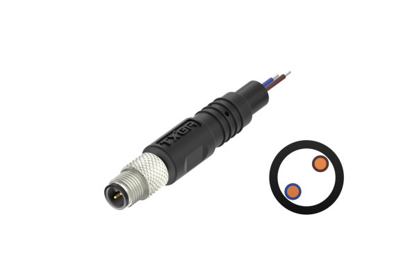 M5x0.5 2芯公端直头单端带线长L=2米