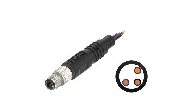 M5x0.5 3芯公端直头单端带线长L=2米